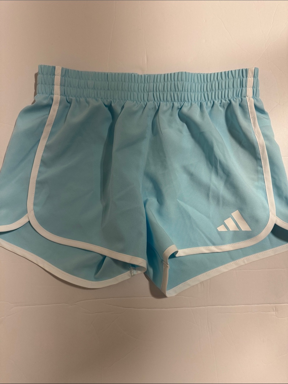 adidas Light Blue Girls' Athletic Shorts with White Trim